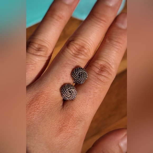 Classic Tiffany Twist Knot Earrings Sterling Silver - Picture 3 of 4